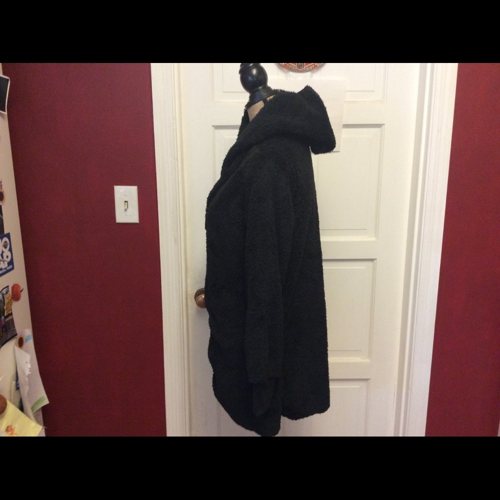 🆑$FIRM$ Gorgeous Black Sherpa Hooded Cardigan - Picture 7 of 8